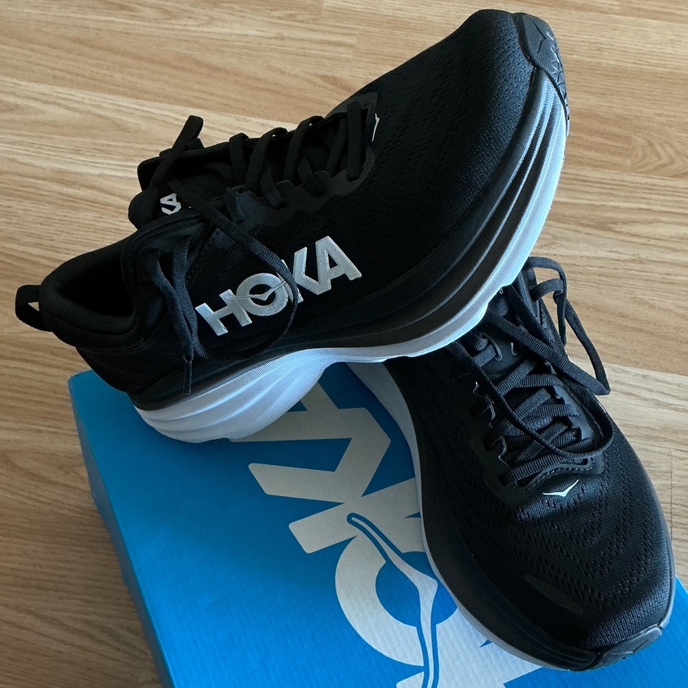 Hoka Black and White Athletic Shoes